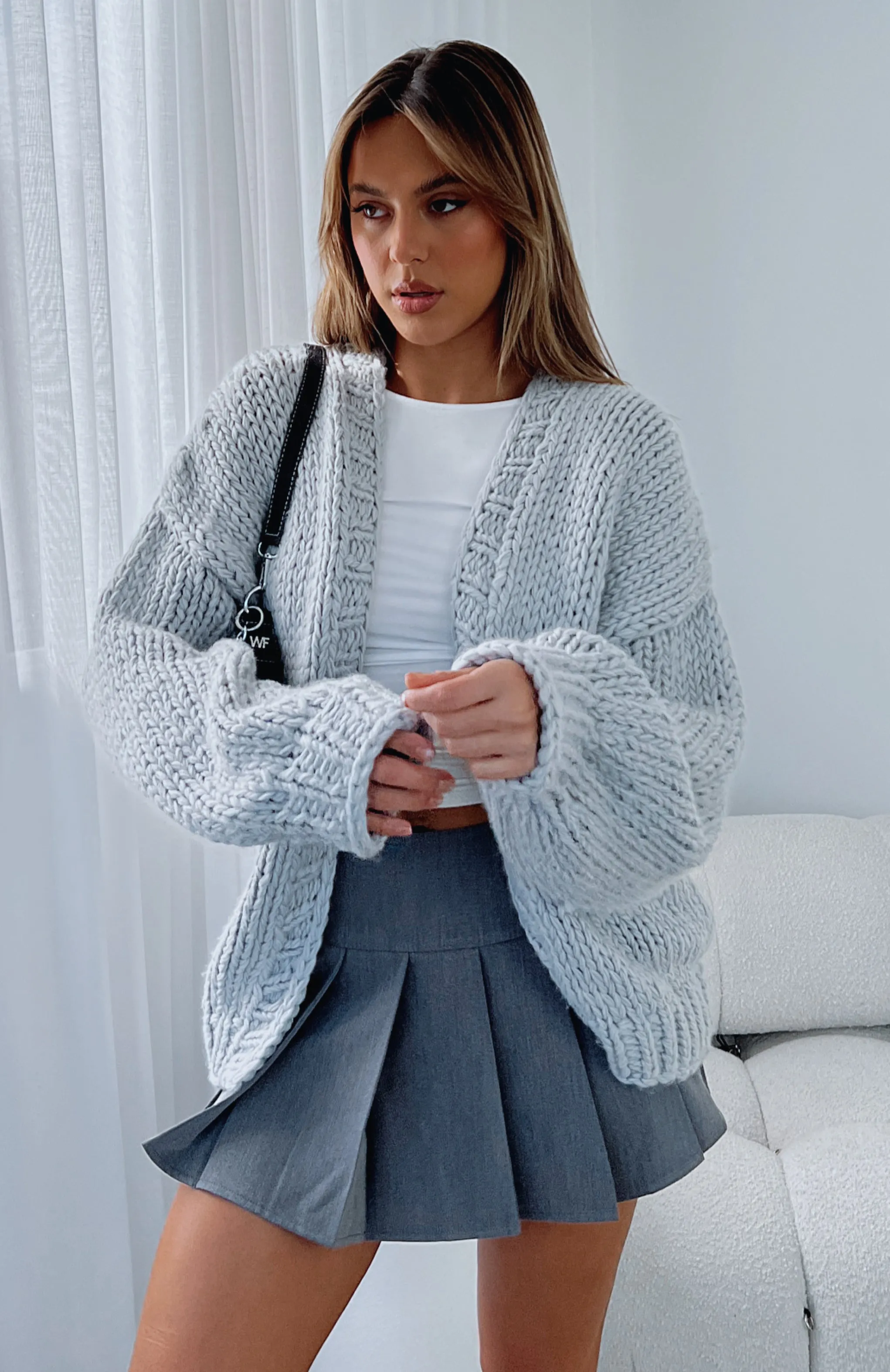 A Little Too Much Knit Cardigan Grey Marle