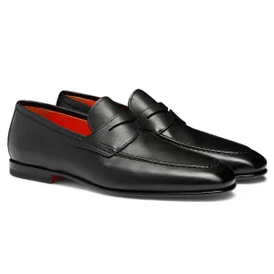 Black Polished Leather Penny Loafer