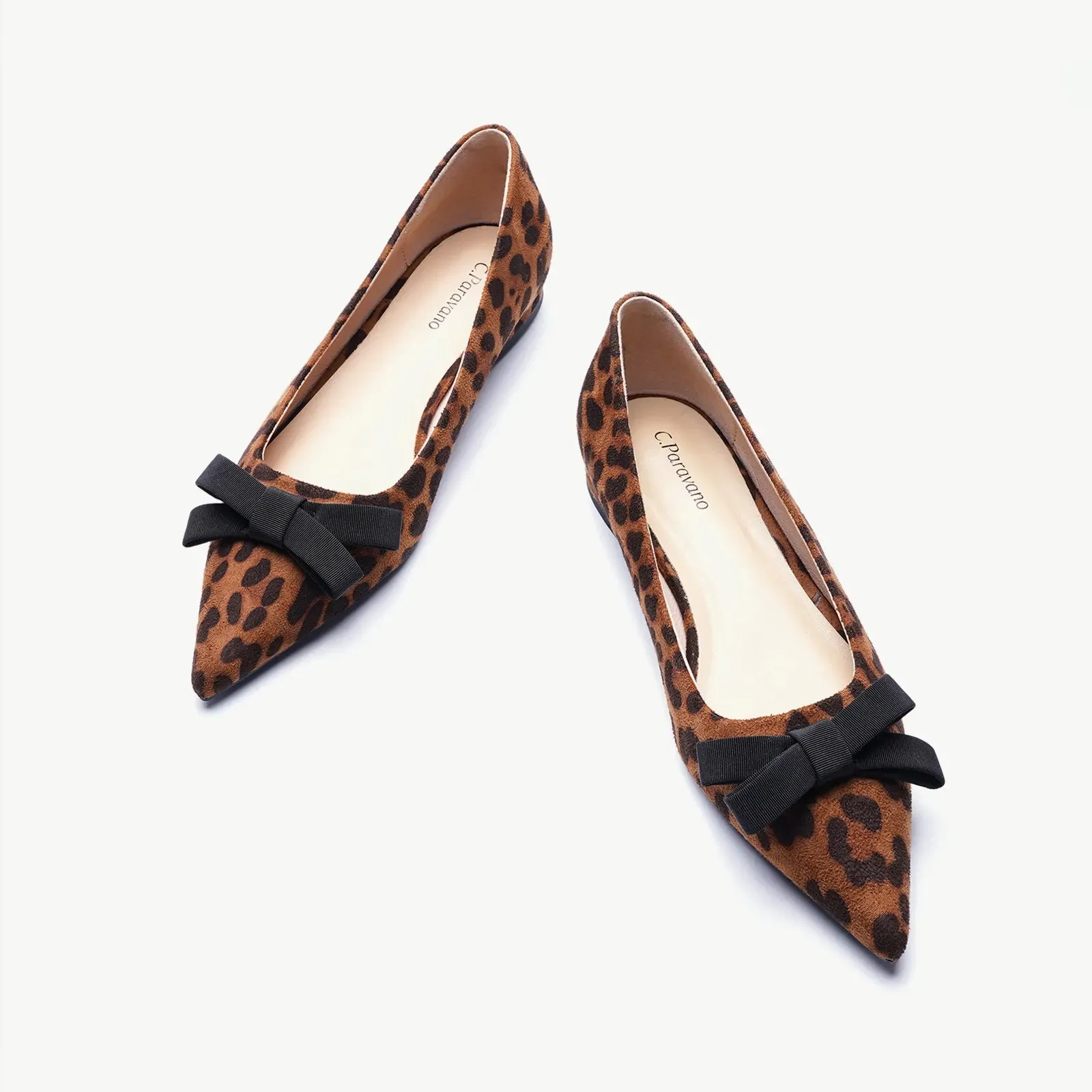 Bowknot Suede Flats (Aida) Leopard