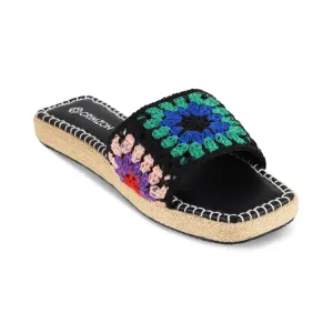 CLARA- BLACK CROCHET FLATS