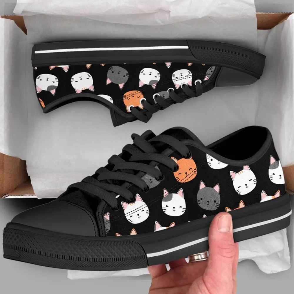 Cute Kitten Shoes, Cat Sneakers, Low Top Shoes For Cat Owner Gifts, Cat Canvas Shoes