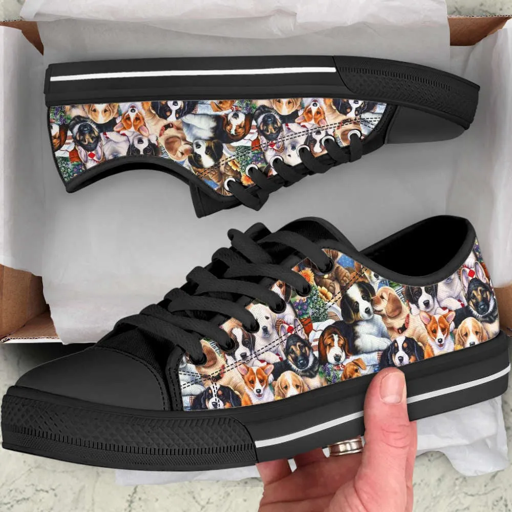 Dog Puppies Breeds Low Top Shoes Canvas Sneakers Casual Shoes, Dog Printed Shoes, Canvas Shoes For Men, Women