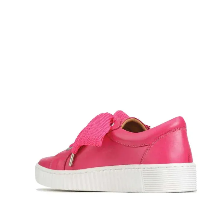 EOS Jovi Leather Trainer Fuchsia Bright Pink Lace Up with Zip