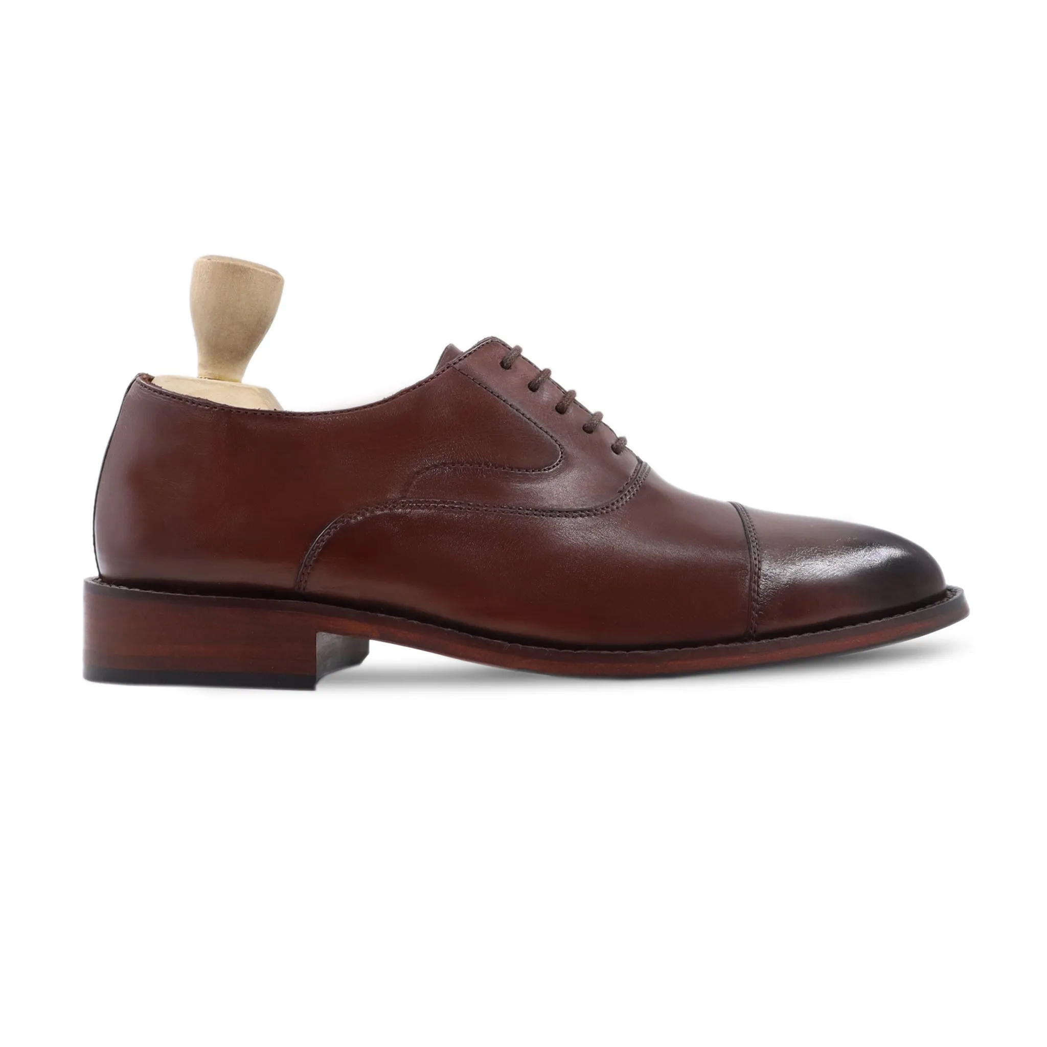 Hideaki - Men's Brown Patina Calf Leather Oxford Shoe