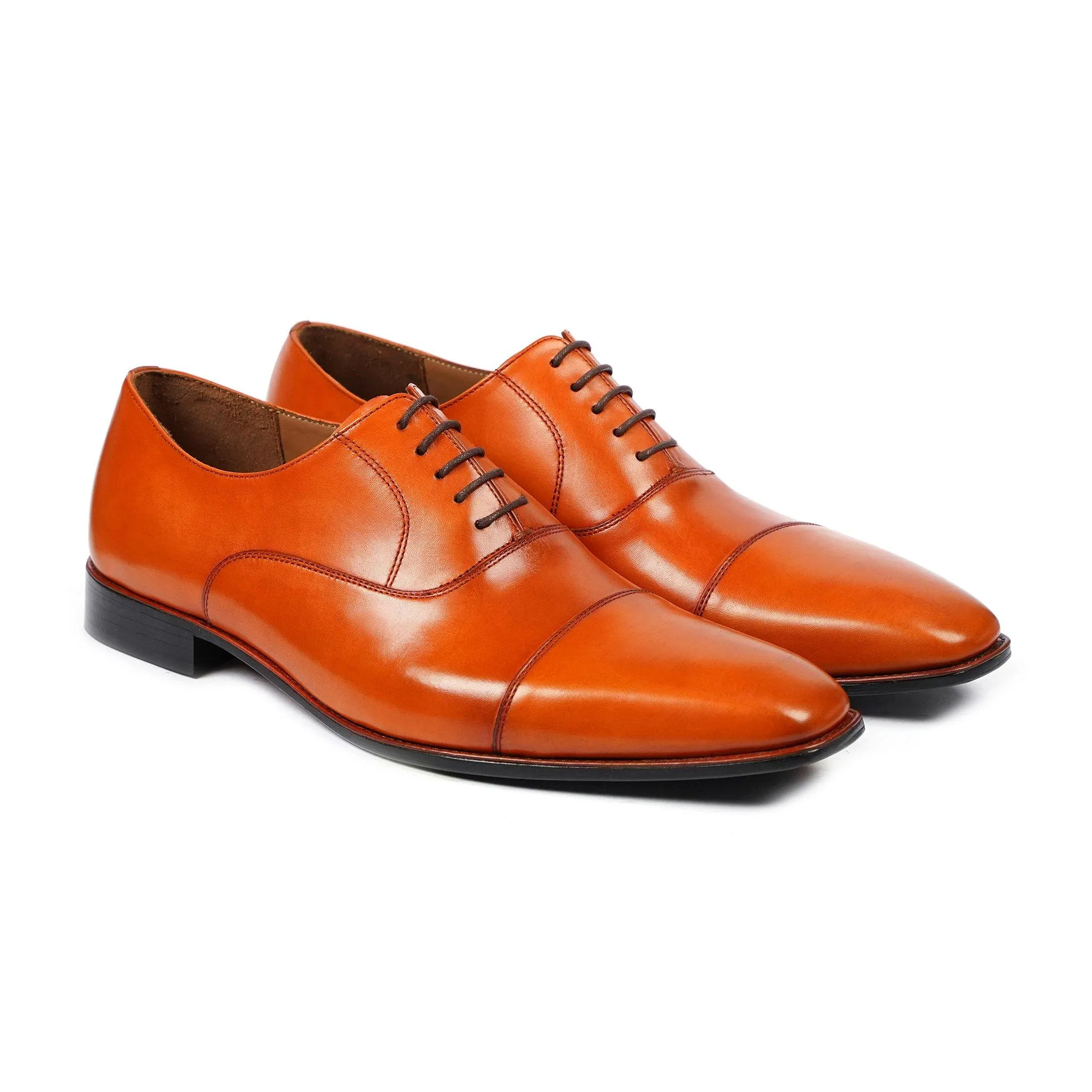 Javi - Men's Orange Tan Calf Leather Oxford Shoe