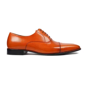 Javi - Men's Orange Tan Calf Leather Oxford Shoe