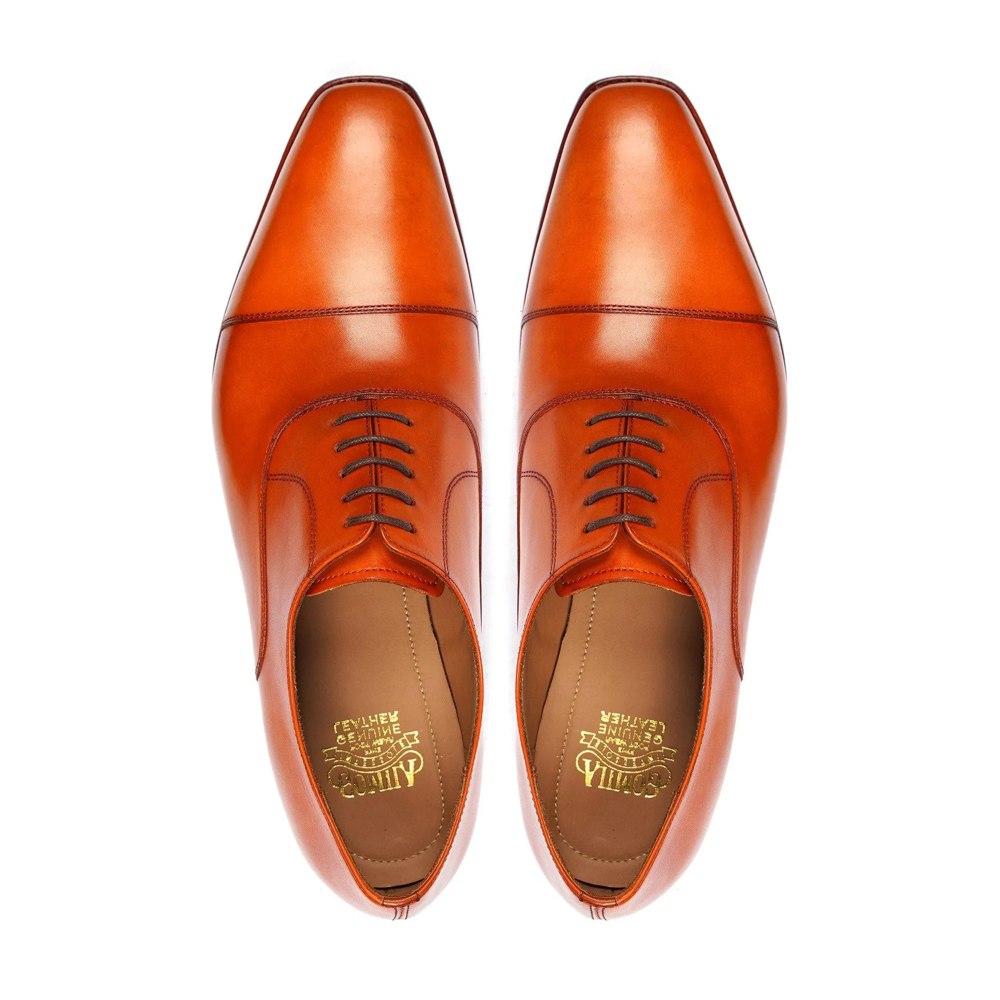 Javi - Men's Orange Tan Calf Leather Oxford Shoe