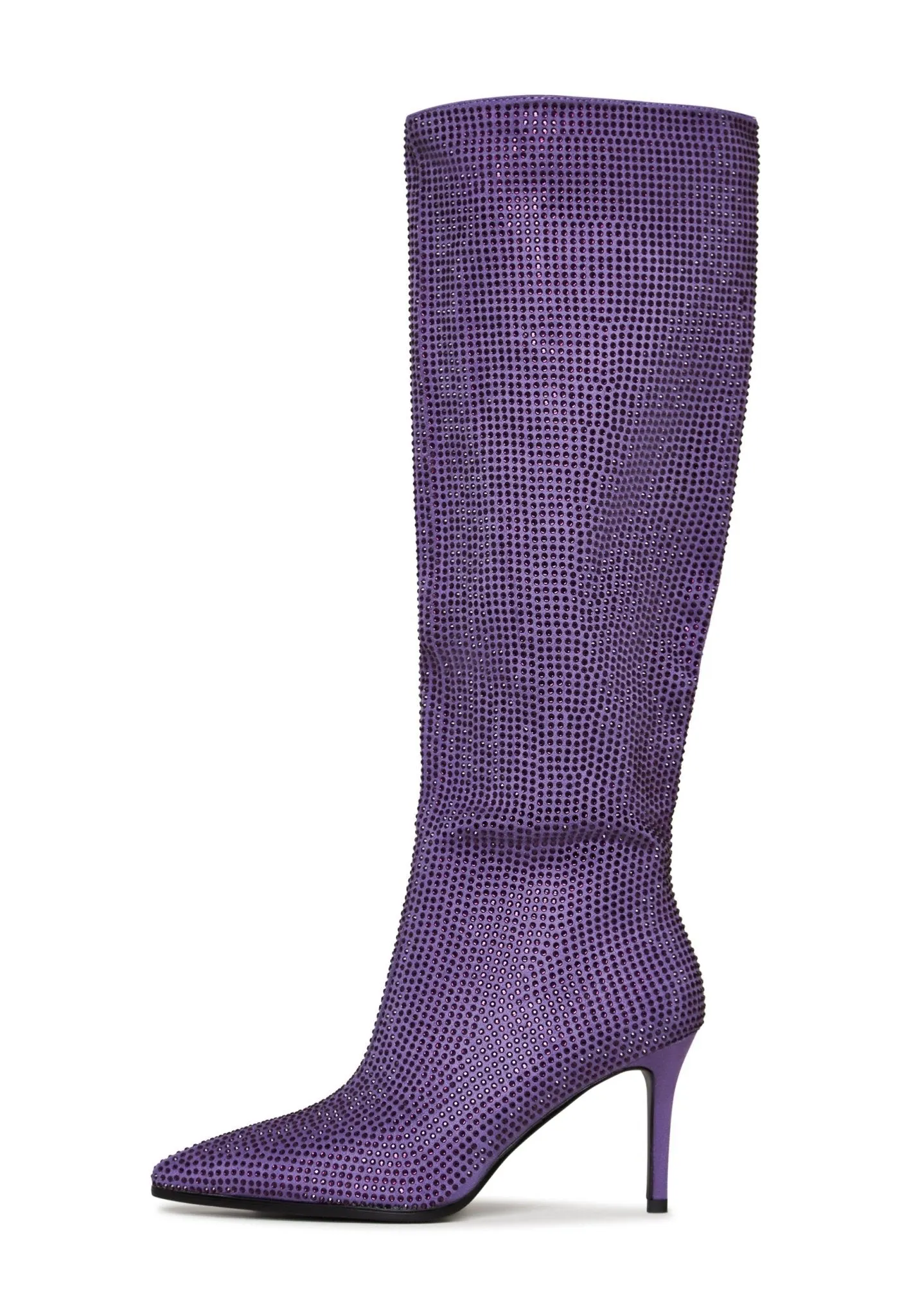 Jewel Stiletto Knee High Boots Mili - Purple