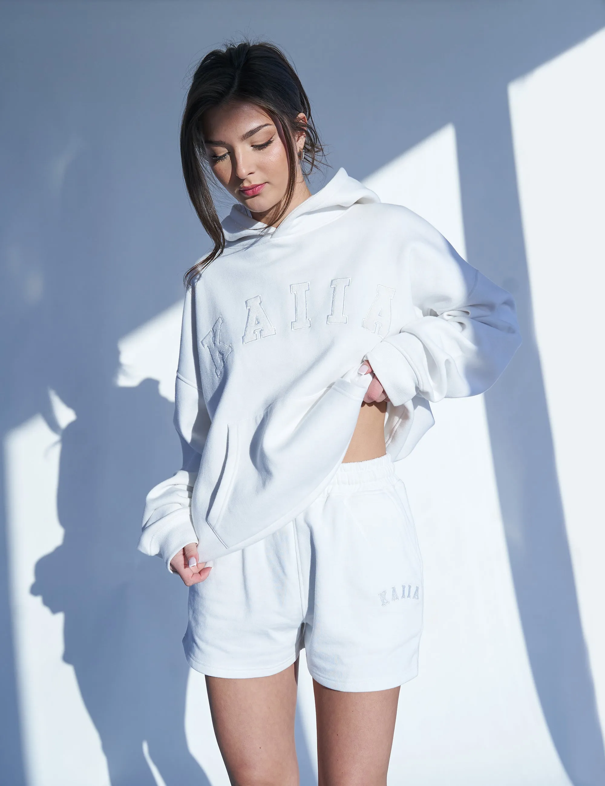 Kaiia Logo Sweat Shorts White