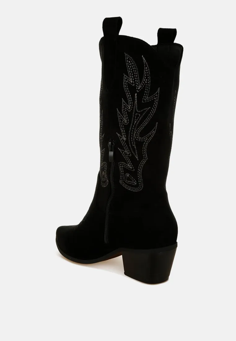 Mae Embroidery Detail Cowboy Boots