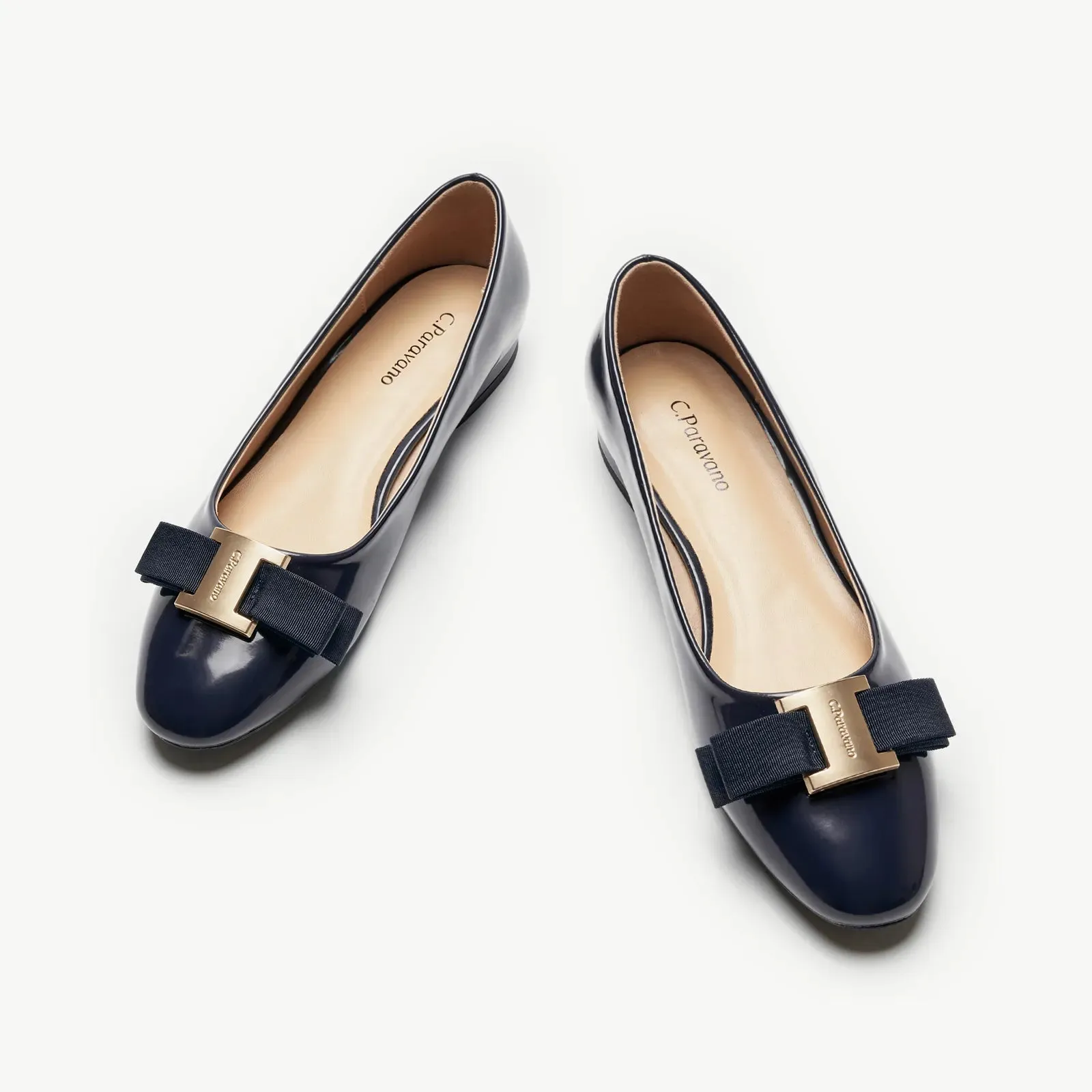 Metal Buckle bow Flats (Anita) Navy