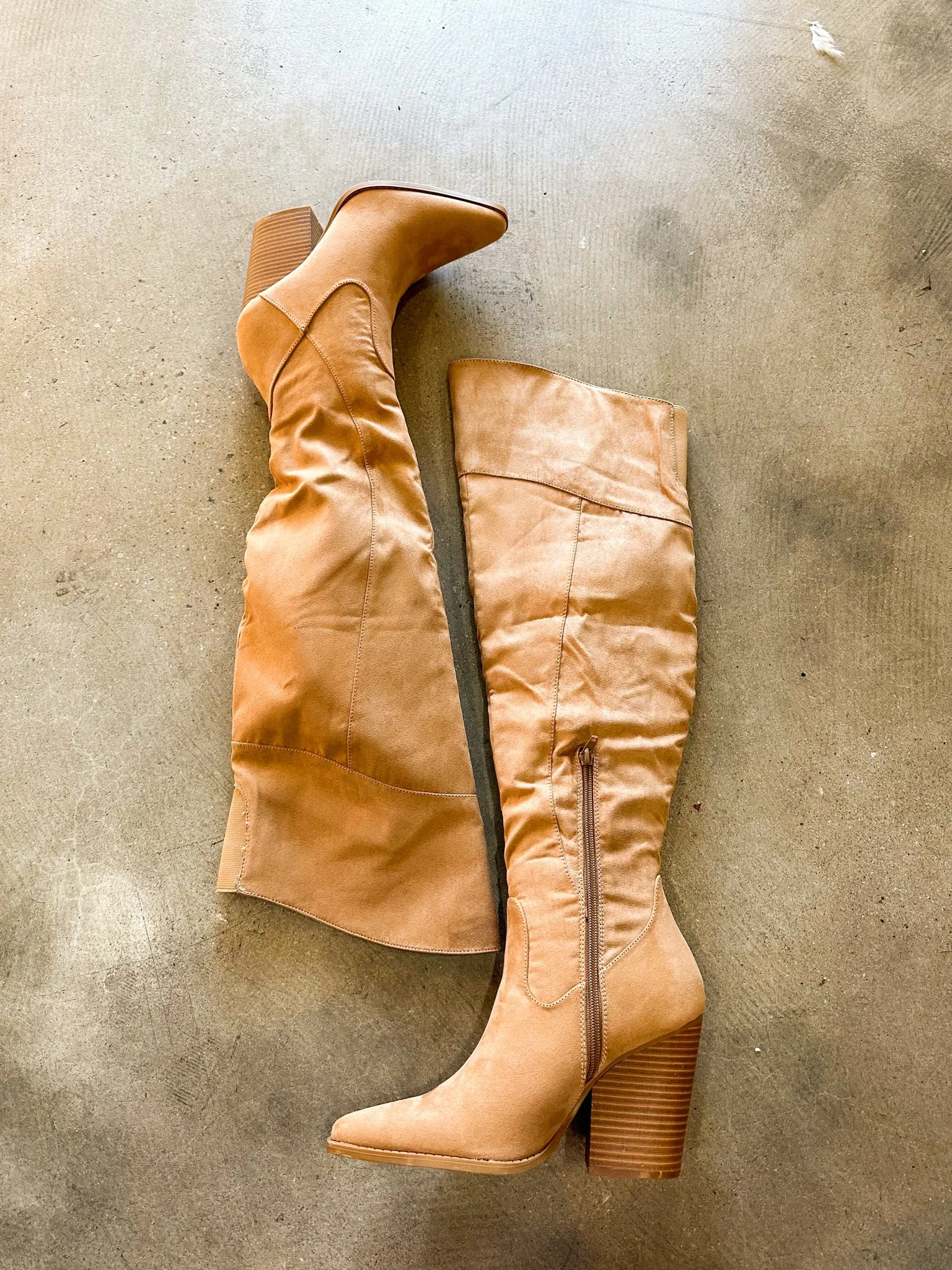 Slay Knee High Boots - Tan