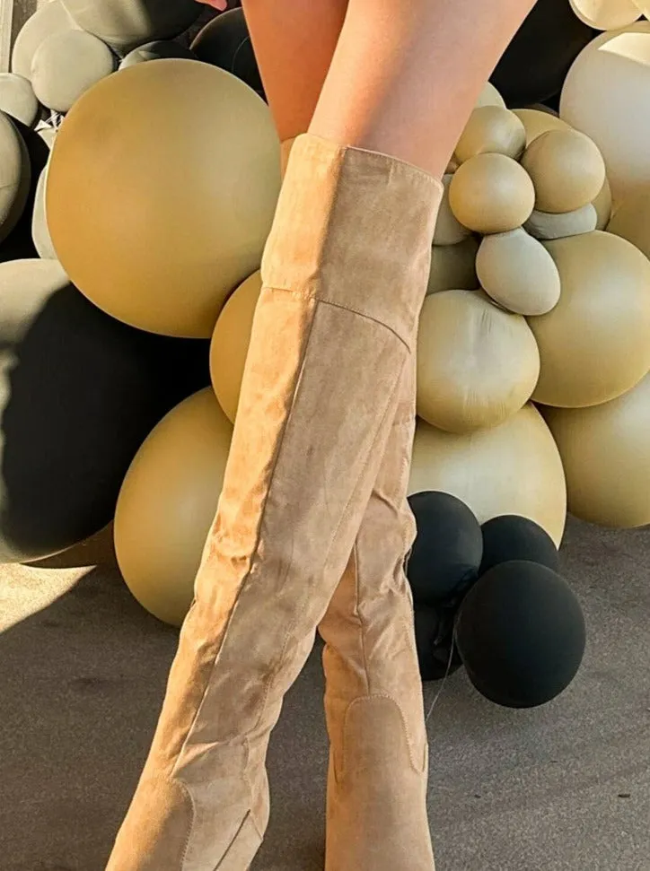 Slay Knee High Boots - Tan