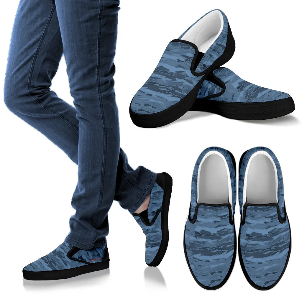 Steel Blue Camouflage Lava Slip On Sneakers