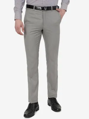 Steel Grey Solid Slim Fit Formal Trouser | Metal