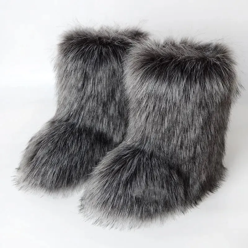 Trendy Faux Furry Fur Plush Boots