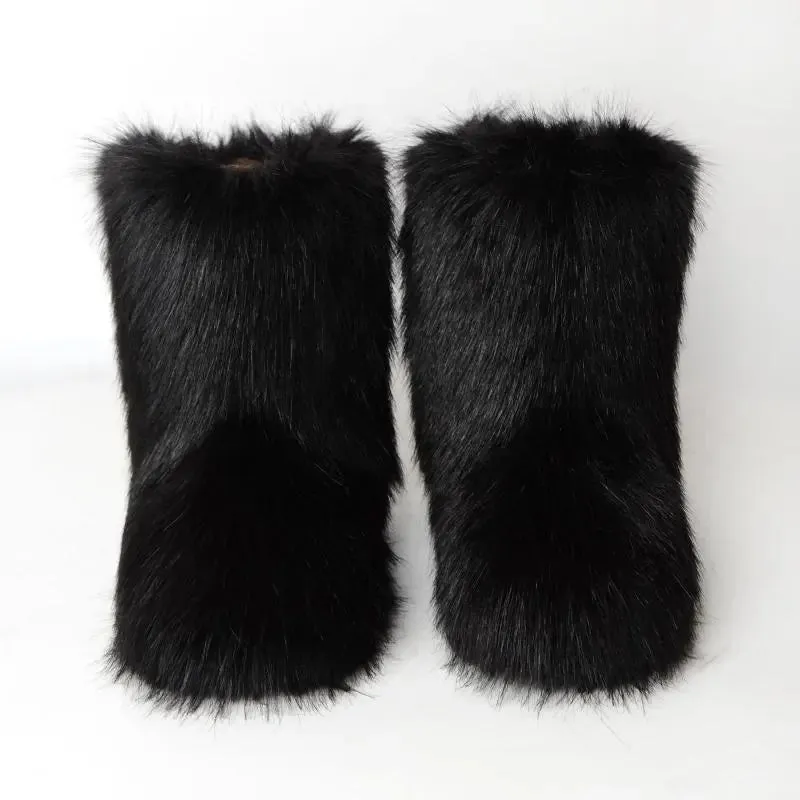 Trendy Faux Furry Fur Plush Boots