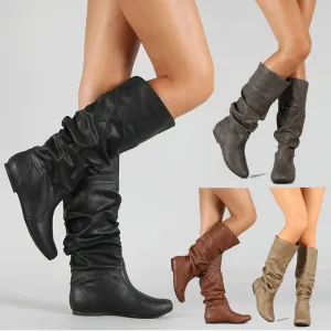 Trendy Mid Calf  Round Toe Boots