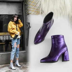 Trendy Pointed Toe Metallic Ankle Boots