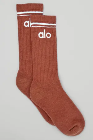 Unisex Throwback Sock - Rust/White