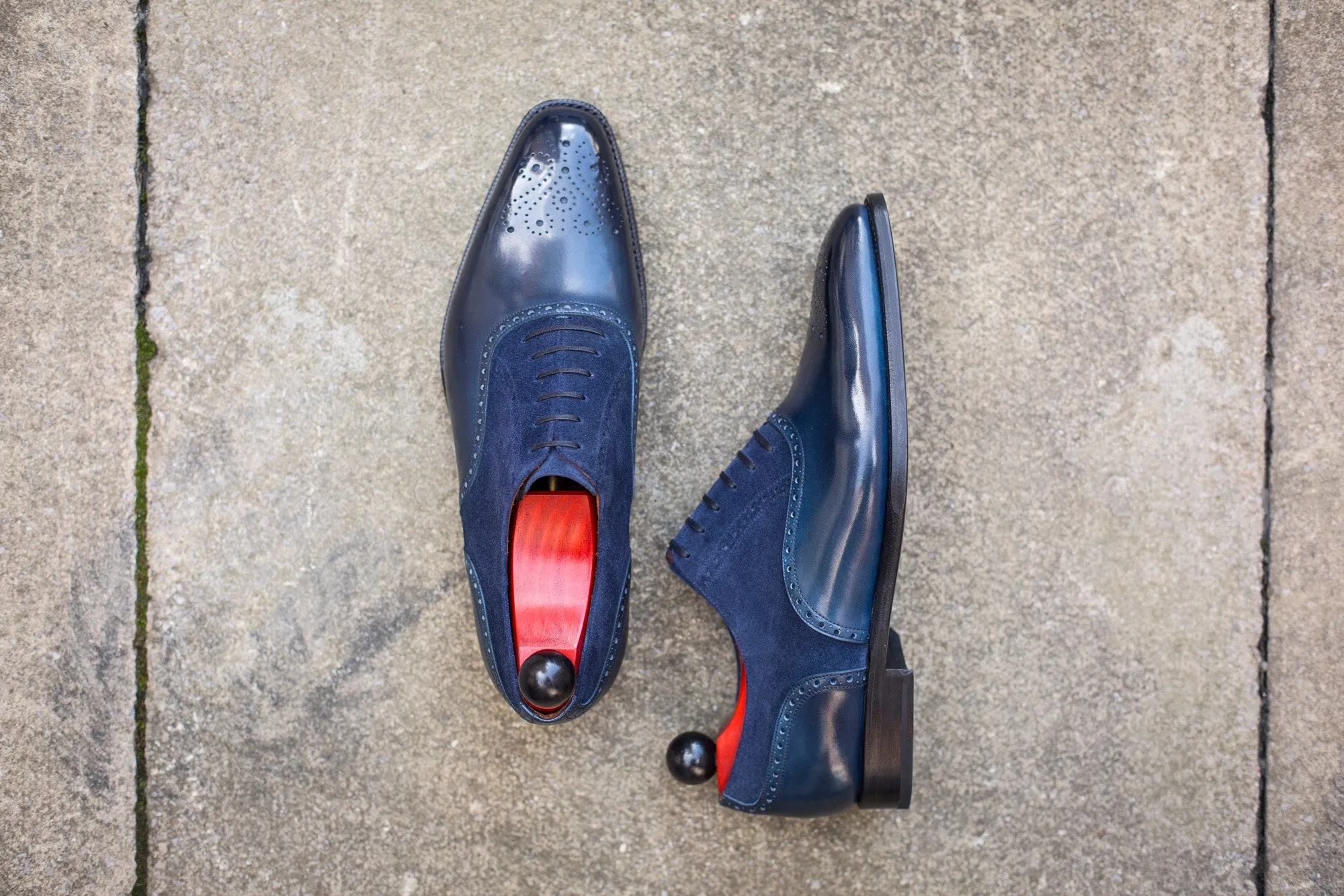 Wallingford - MTO - Shaded Navy Calf / Navy Suede - LPB Last - Single Leather Sole