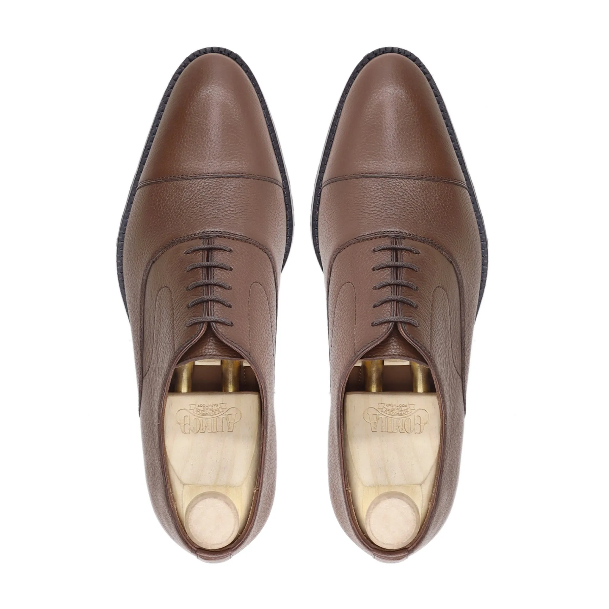 Warsaw - Men's Brown Pebble Grain Leather Oxford Shoe