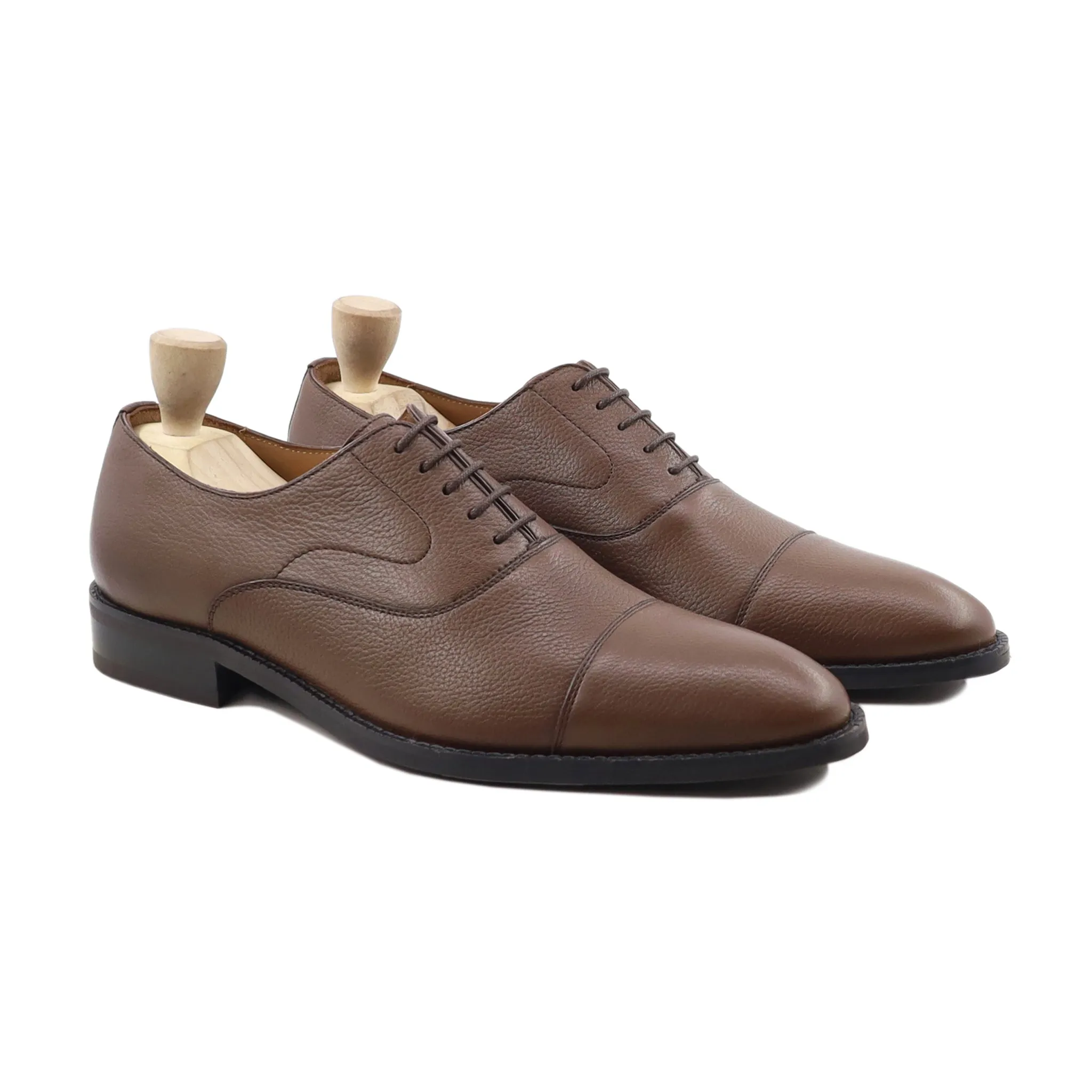 Warsaw - Men's Brown Pebble Grain Leather Oxford Shoe