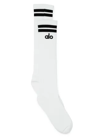 Women's Knee-High Throwback Sock - White/Black